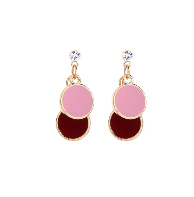 Pink Burgundy Circle Drop Earrings made by Zulily