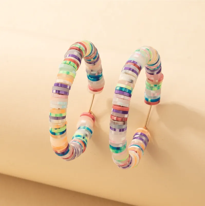 Multicolour Beaded Hoop Earrings made by Zulily