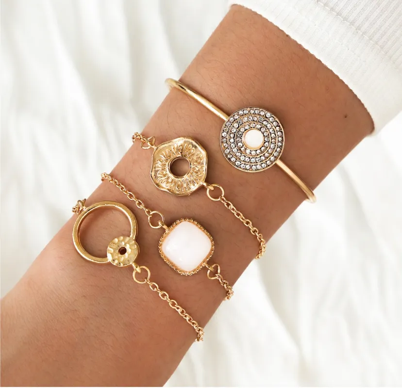 White Crystal Goldtone Bracelet Set made by Zulily