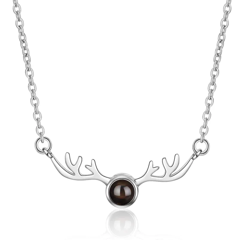 Black Crystal & Platinum Antlers Pendant Necklace made by Zulily