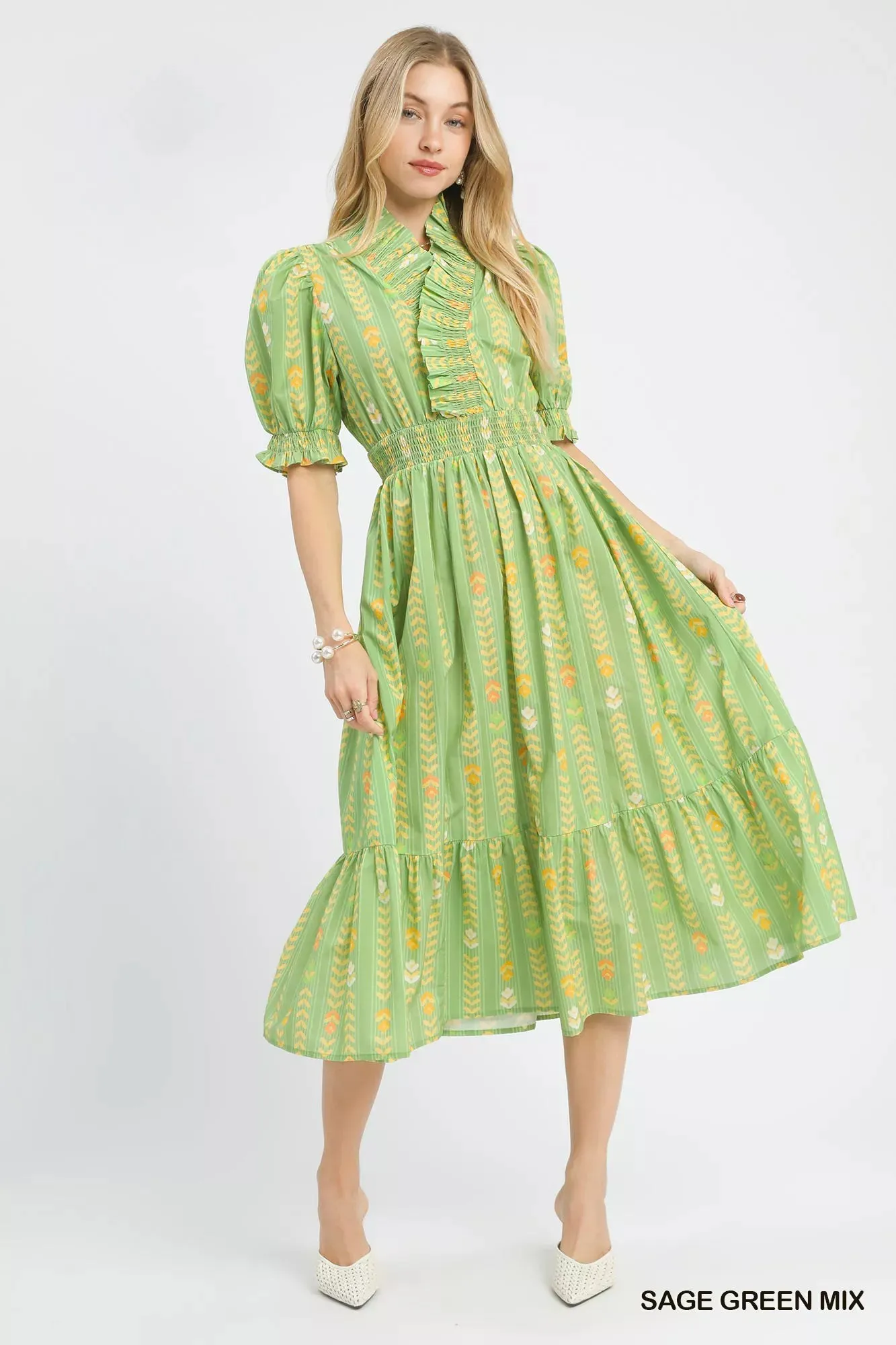 Umgee Vibrant Ruffle Smocked Midi Dress sold by Zulily product image thumbnail 2
