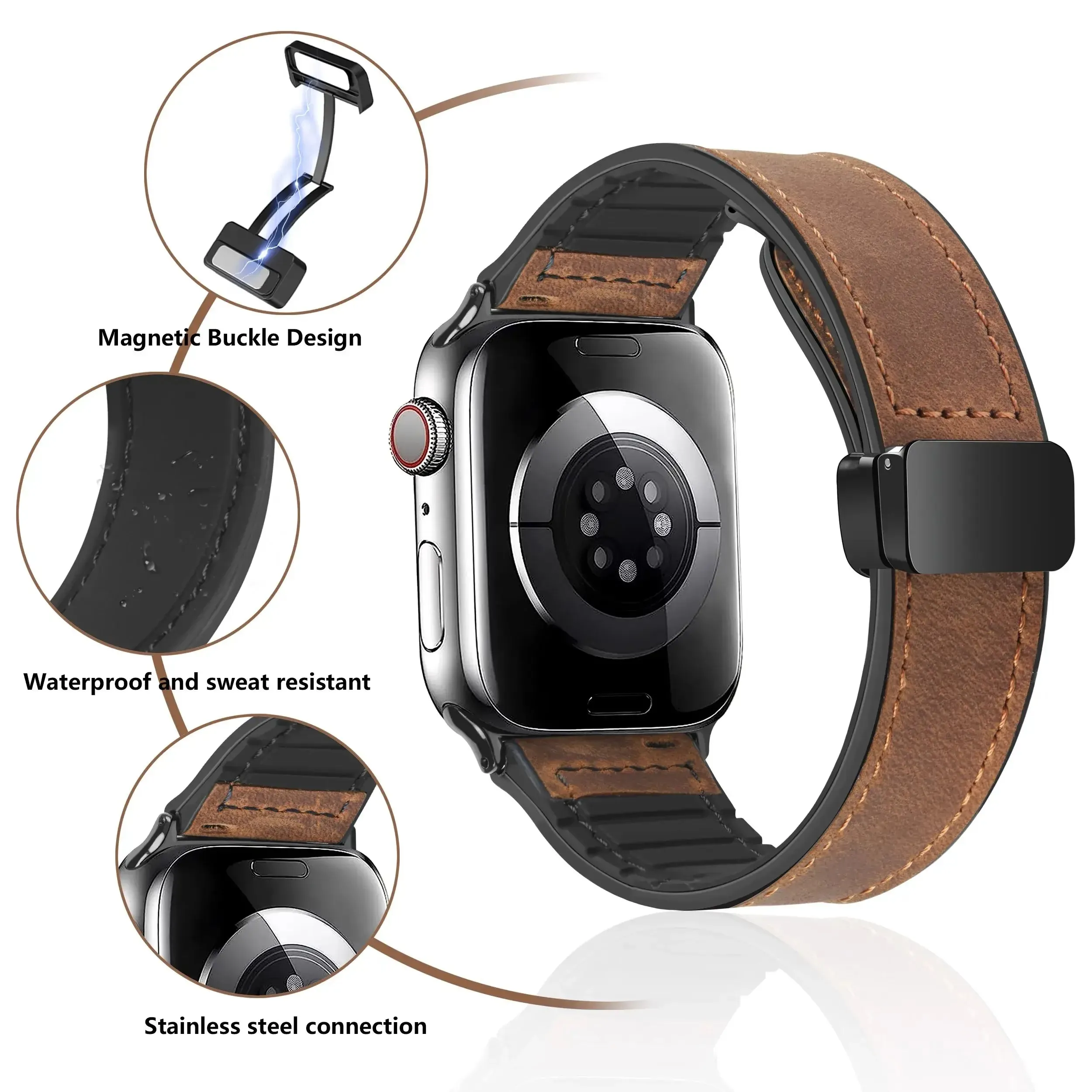 Apple Watch Genuine Leather Band - Stylish Magnetic Strap sold by Zulily product image thumbnail 2