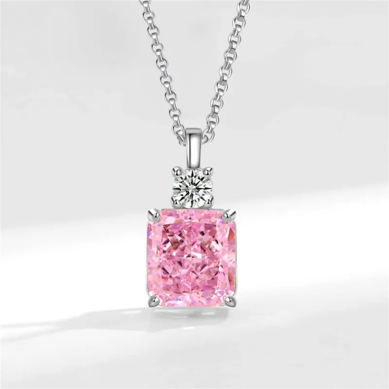 Pink Crystal & Cubic Zirconia Square Pendant Necklace made by Zulily