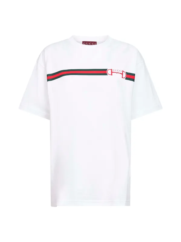 White Cotton Jersey Printed T-Shirt made by Gucci