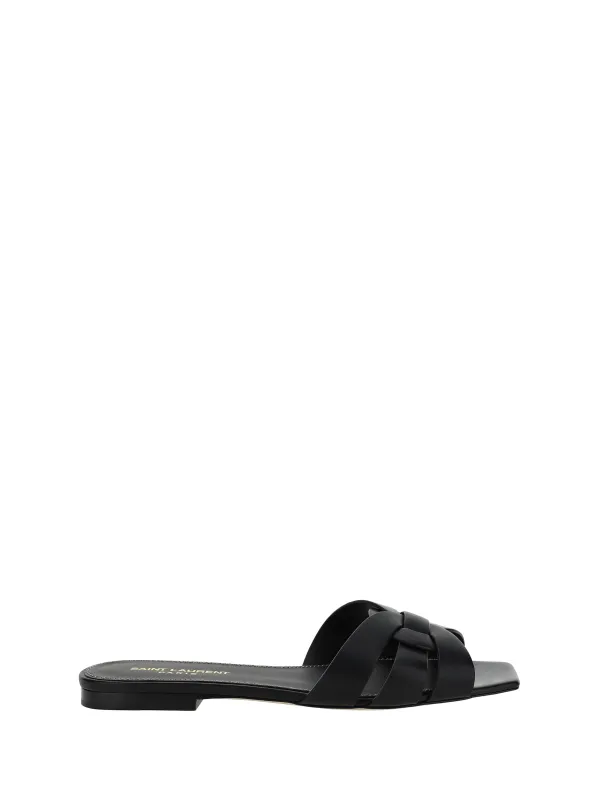 Leather Sandals Black made by Yves Saint Laurent