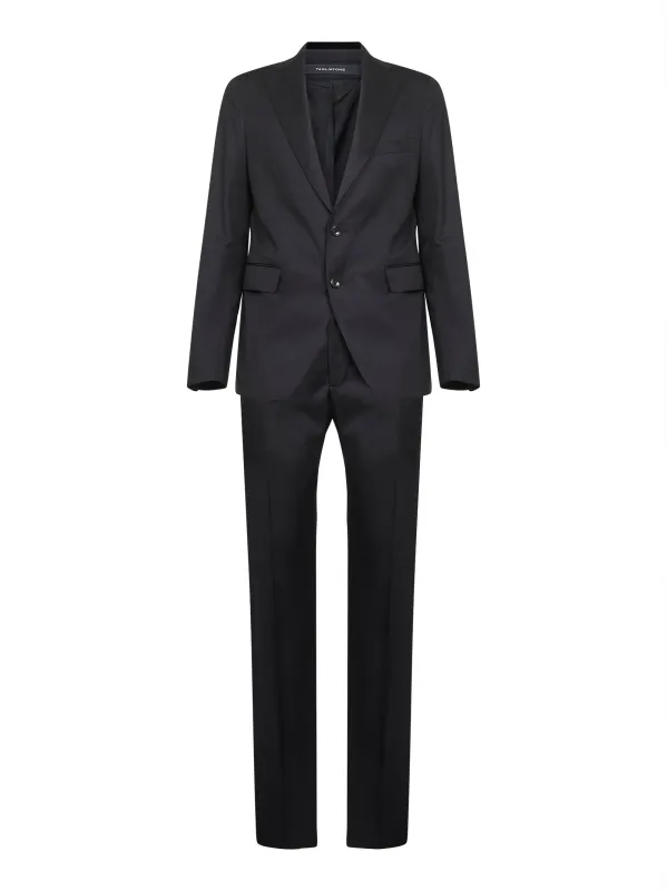 Black Virgin Wool Vesuvio Suit made by Tagliatore
