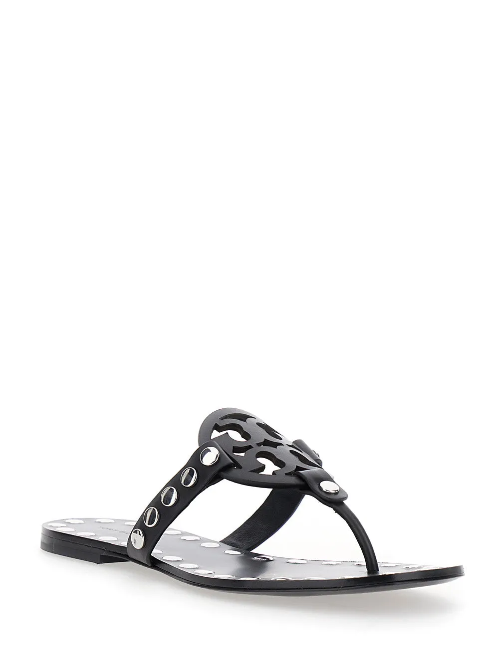 Black Thong Sandals With Logo and Studs sold by Zulily product image thumbnail 2