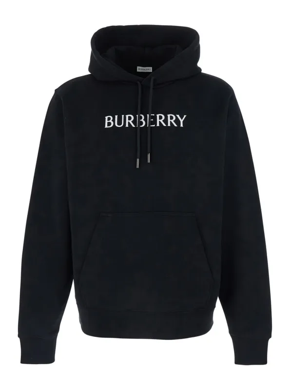 Hoodie With Lettering Logo, Black made by Burberry