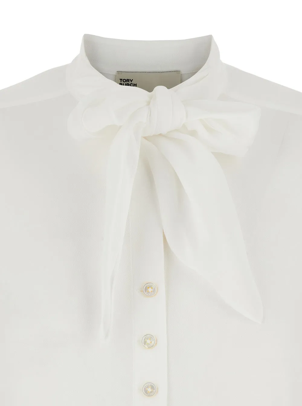 White Viscose Blouse With Pussybow Collar sold by Zulily product image thumbnail 2
