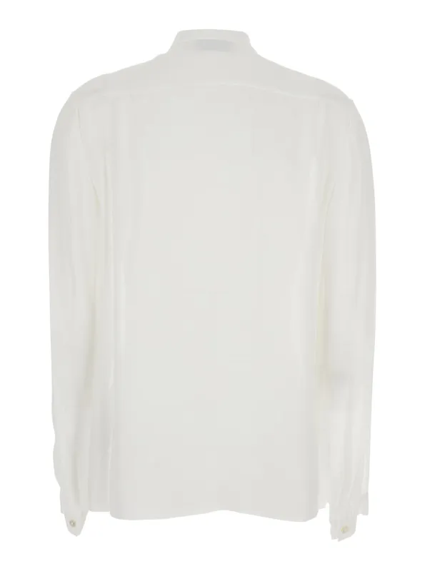 White Viscose Blouse With Pussybow Collar made by Tory Burch