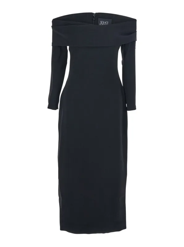 'Yuni' Black Dress With Square Neckline made by Solace London