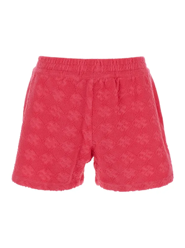 Pink Shorts With Elastic Waist and Logo Embroidery made by Tory Burch