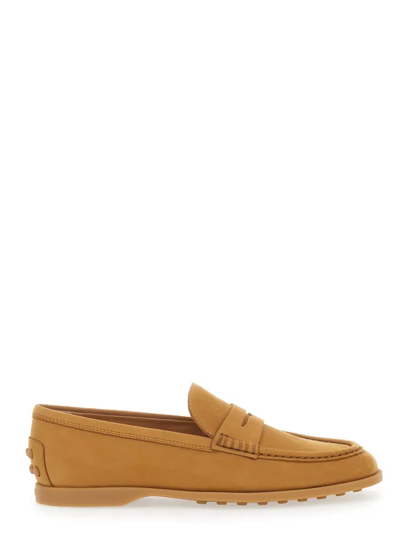 Loafers Half Horsebit Beige Suede made by Tod's