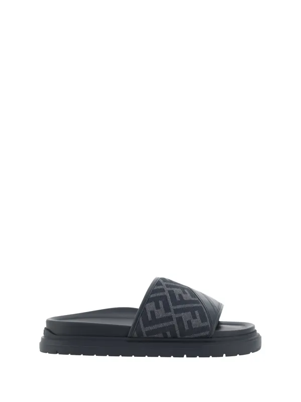 Slide Sandals Black/Grey made by Fendi