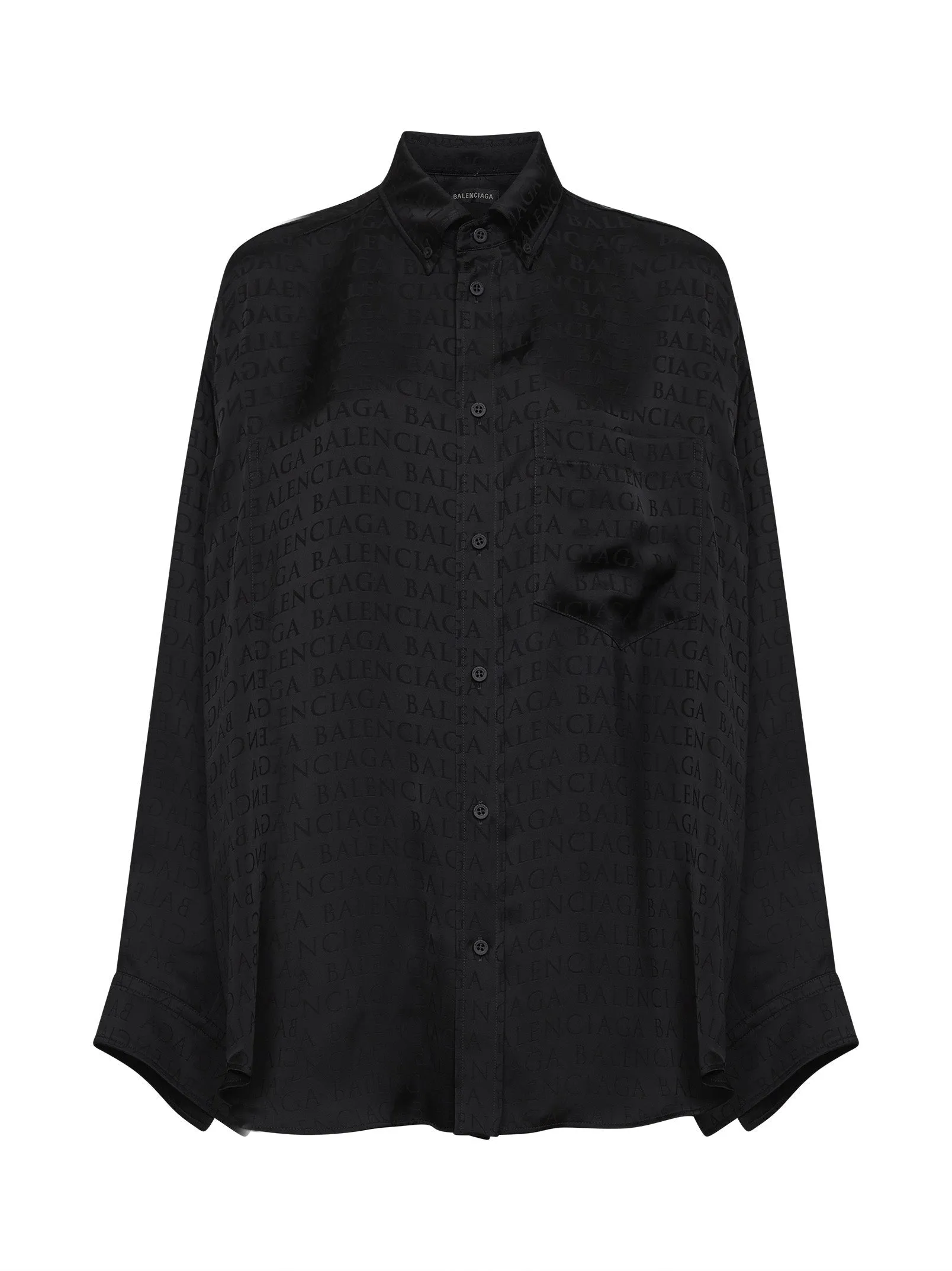 Black Jacquard Satin Cocoon Shirt sold by Zulily