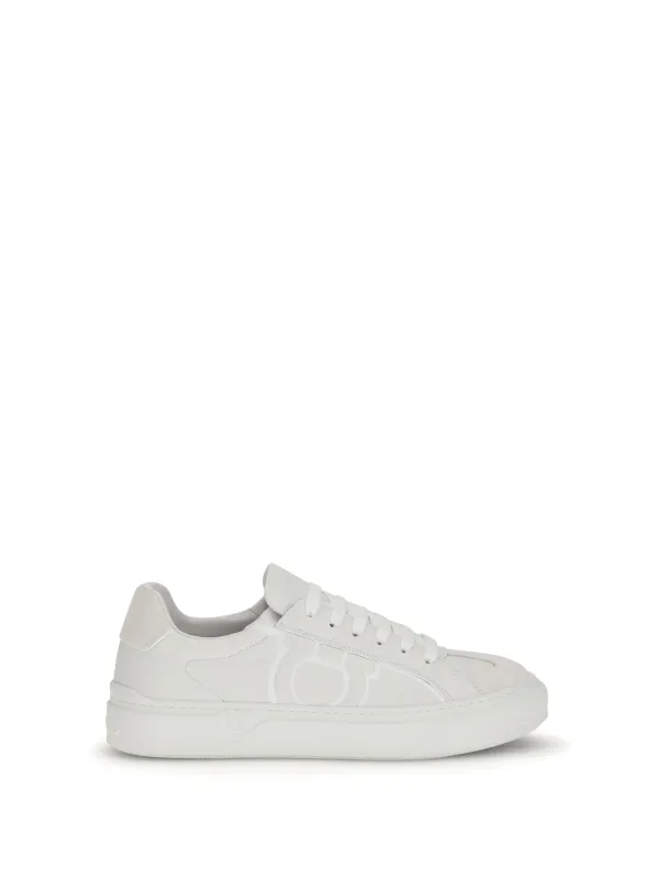 Sneakers Gancini White Calf Leather made by Salvatore Ferragamo