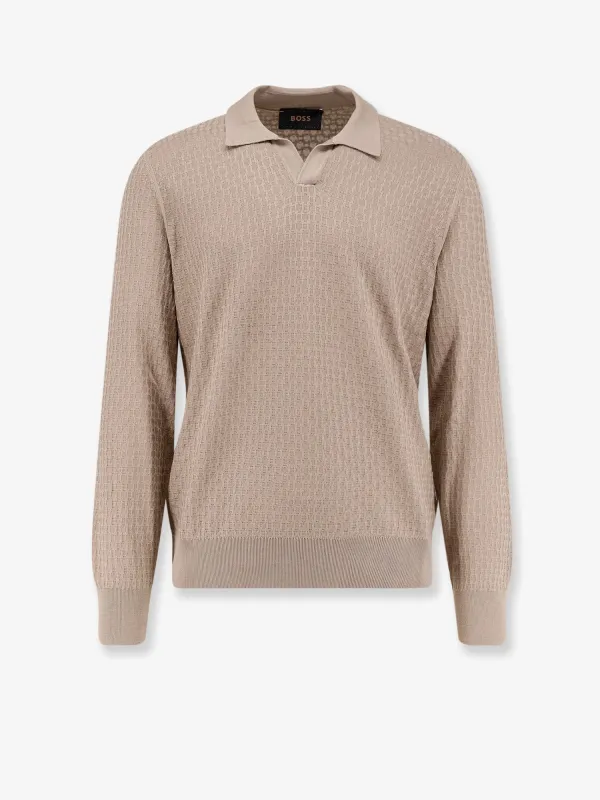 Silk Sweater With Leather Detail made by Hugo Boss