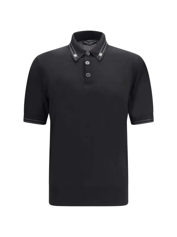Polo Shirt Silk Black made by Dolce & Gabanna