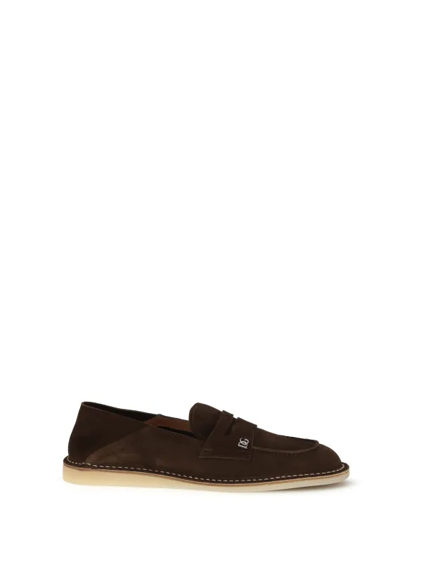 Loafers Suede Brown made by Dolce & Gabanna