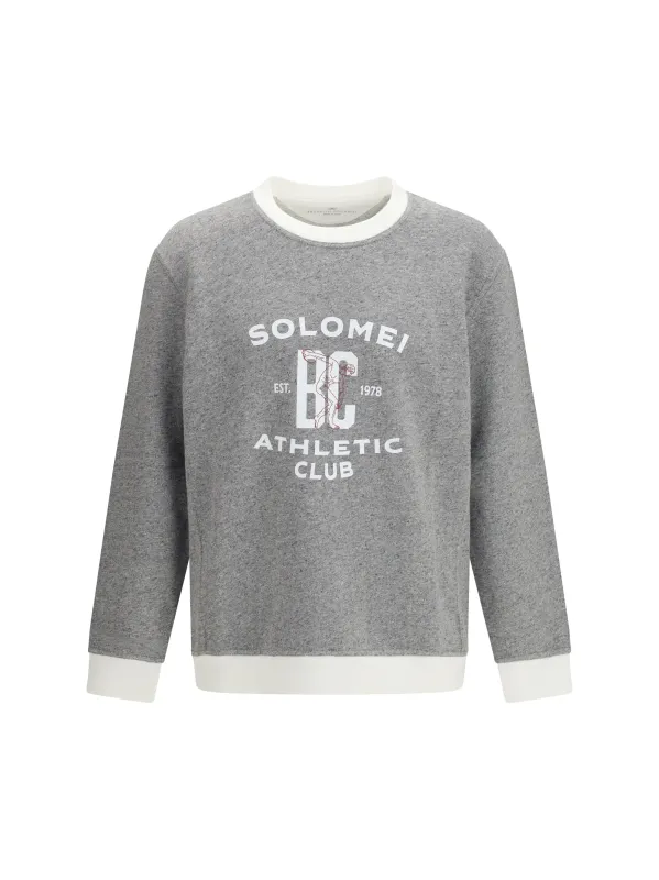Long Sleeve Sweatshirt Grey/Off-White made by Brunello Cucinelli