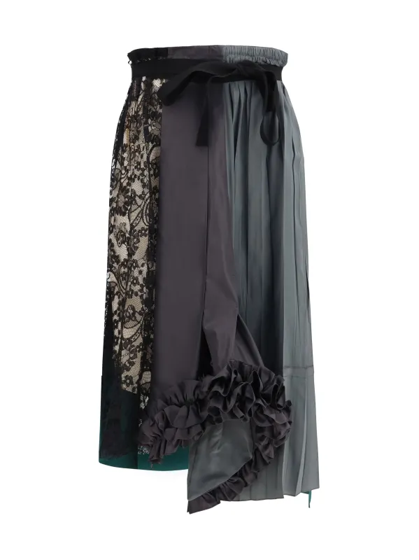 Midi Patchwork Skirt in Hematite Silk made by Prada