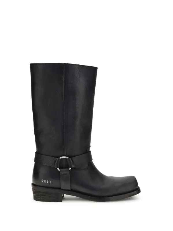 Leather Biker Boots Black made by Golden Goose
