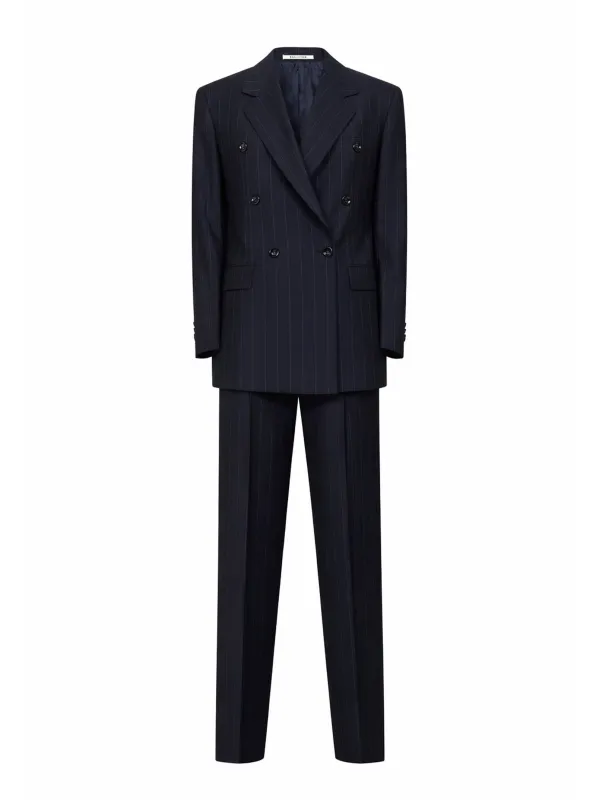 Suit Double-Breasted Blue Virgin Wool made by Tagliatore