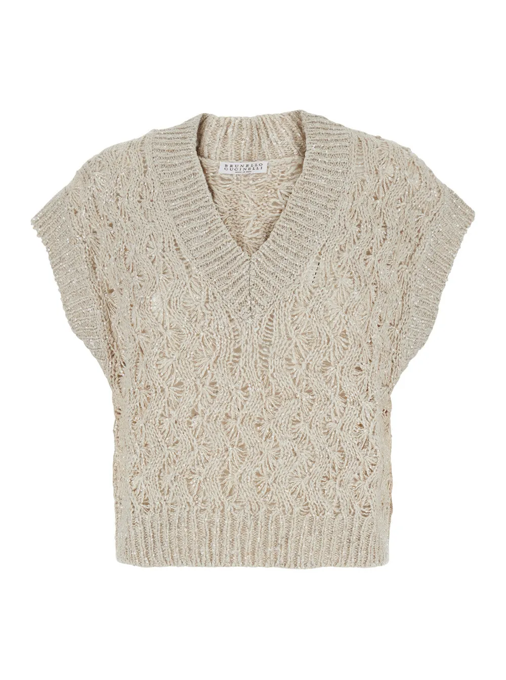V-Neck Vest in Beige Silk-Linen sold by Zulily