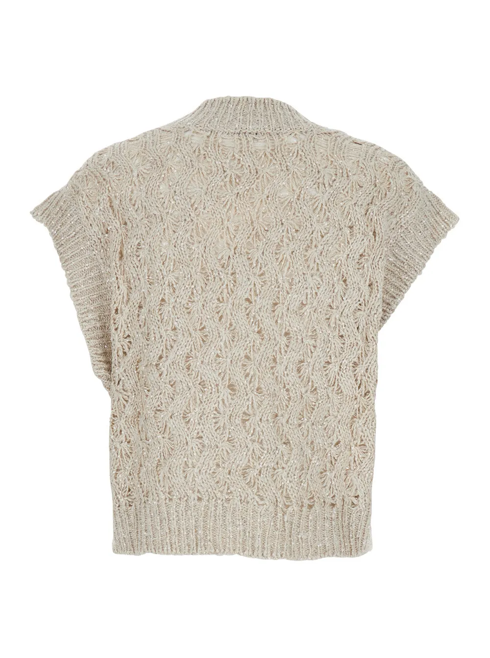 V-Neck Vest in Beige Silk-Linen sold by Zulily product image thumbnail 2