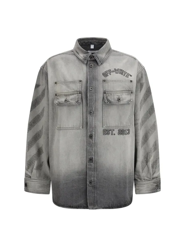 Overshirt Diag Military Denim Sun-Faded Grey made by Off-White