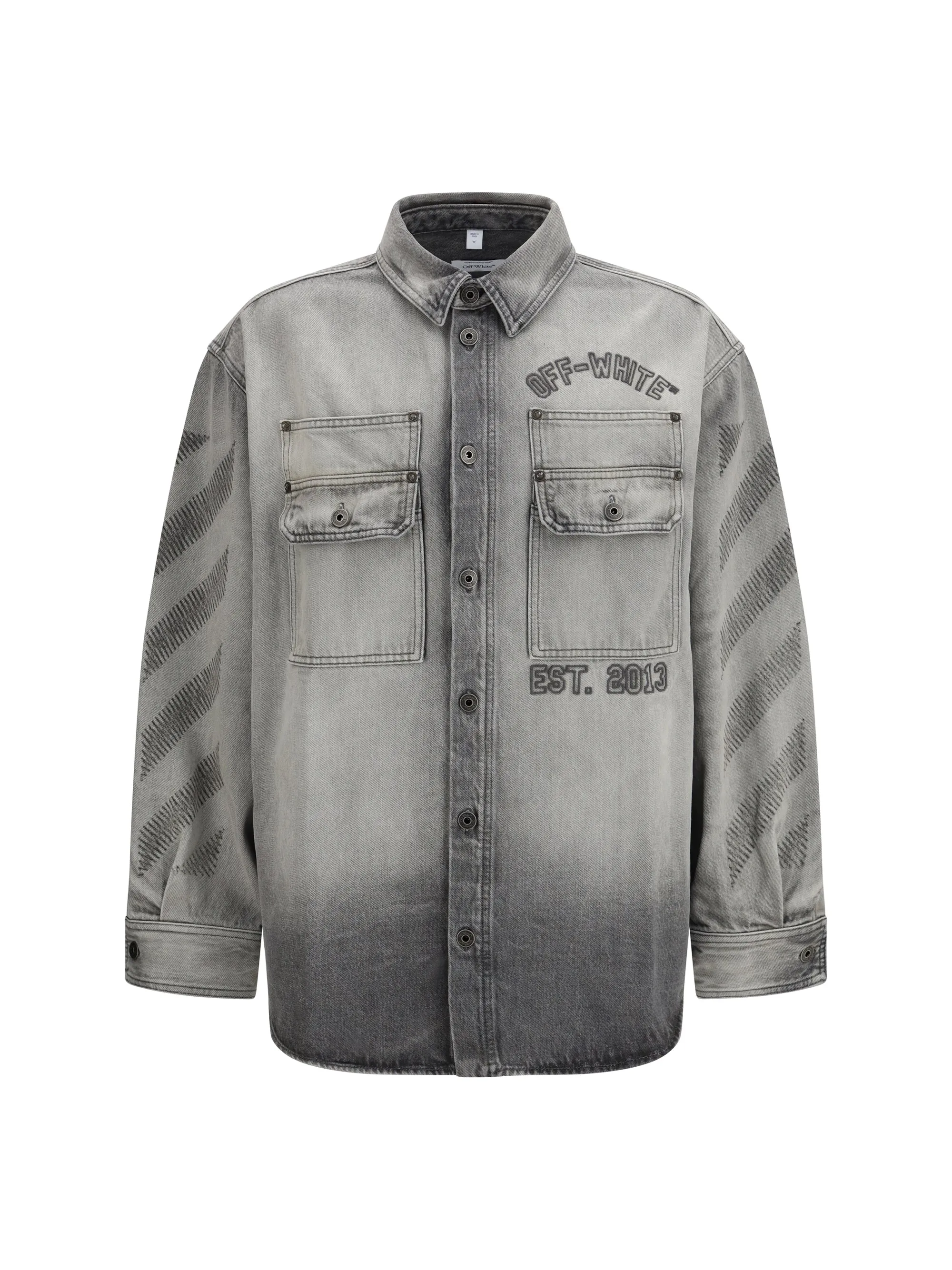 Overshirt Diag Military Denim Sun-Faded Grey sold by Zulily