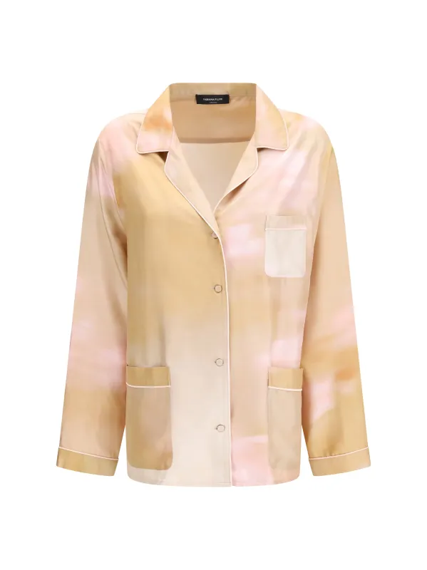 Printed Silk Shirt Memento/Rosae made by Fabiana Filippi
