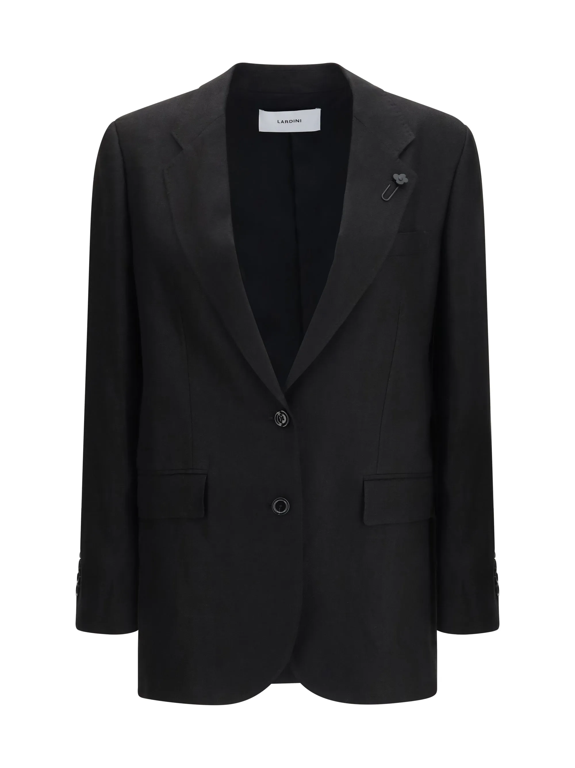 Blazer Double-Breasted Linen Black sold by Zulily