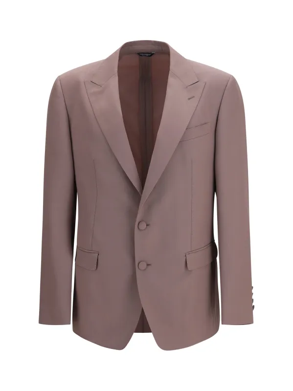 Jacket Single-Breasted Wool Poplin Brown made by Dolce & Gabanna