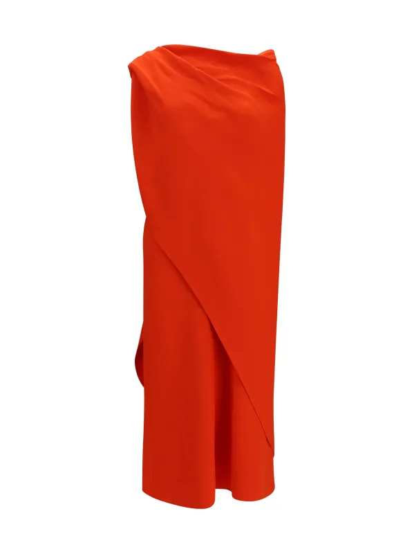 Maxi Dress Draped Silk Sunset Red made by Balenciaga