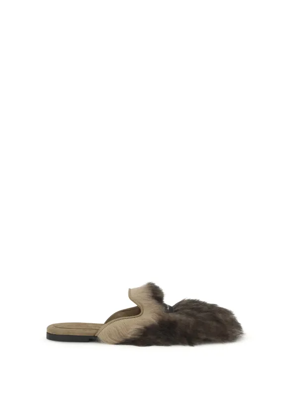 Sheepskin Mules Mahogany made by Dolce & Gabanna