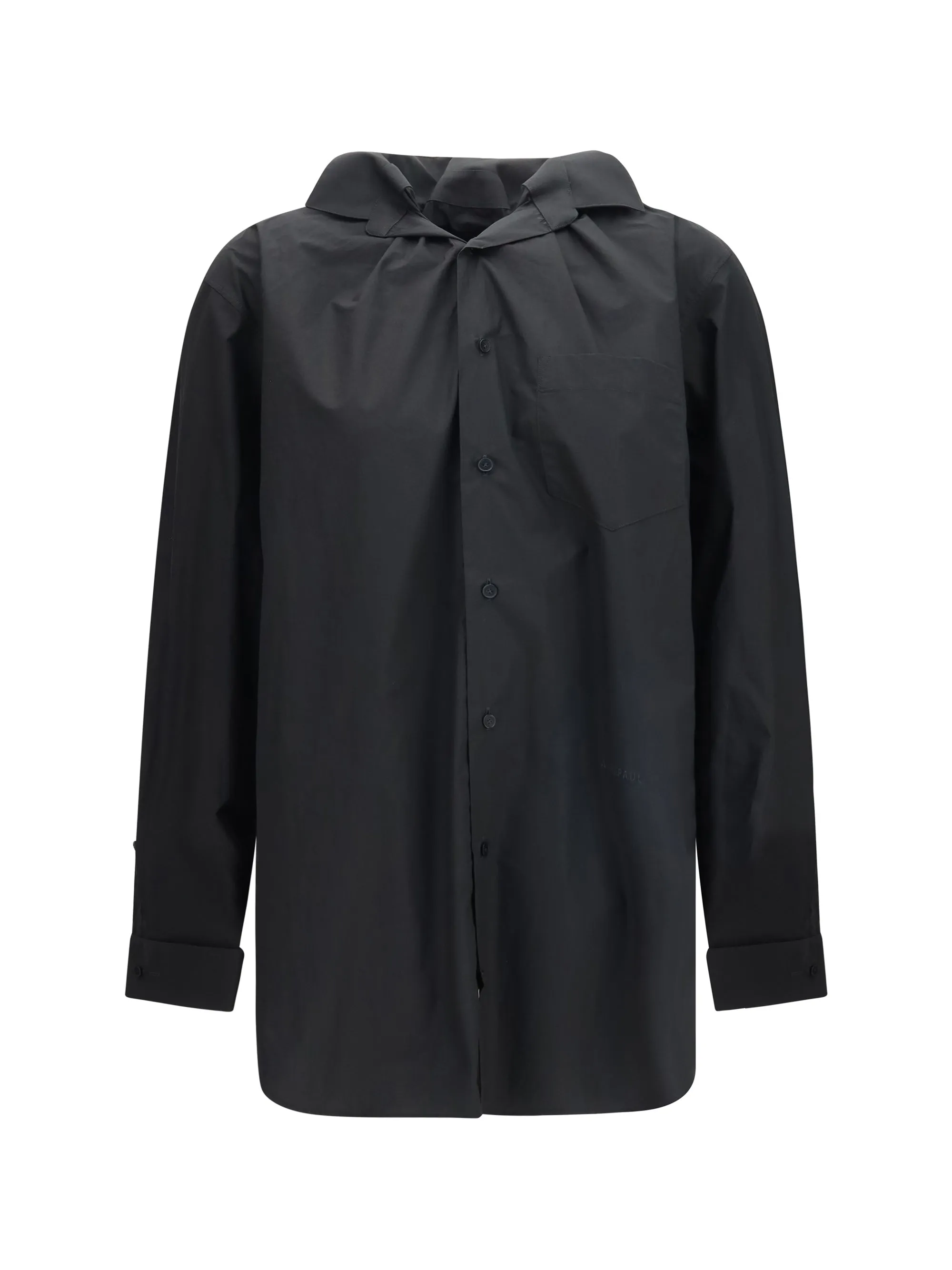 Shirt With Elasticated Collar Black Cotton sold by Zulily