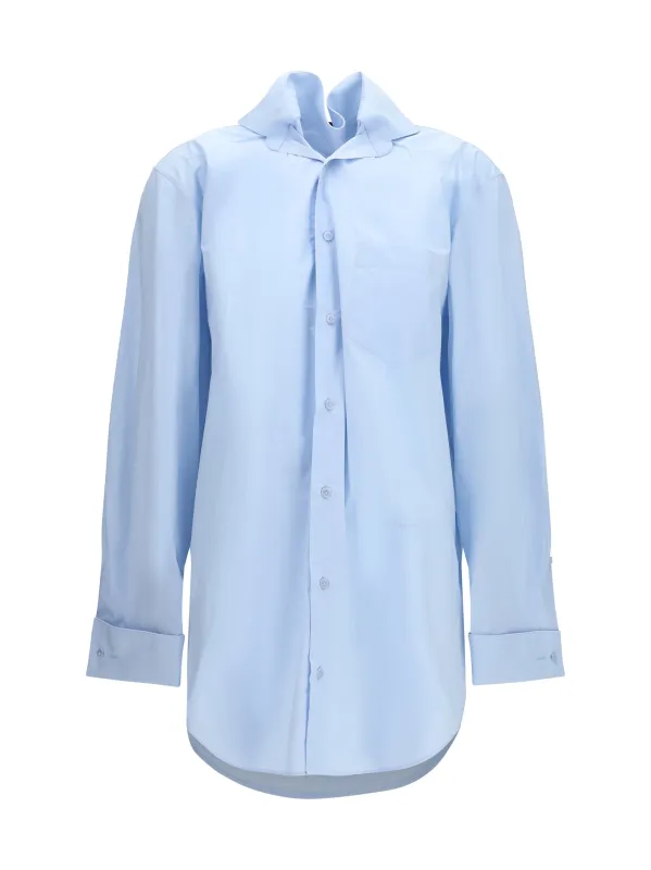 Shirt With Elasticated Collar Blue made by ALAINPAUL