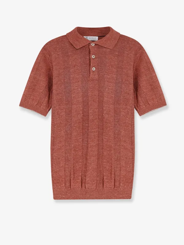 Polo Shirt Linen-Cotton Red made by Brunello Cucinelli
