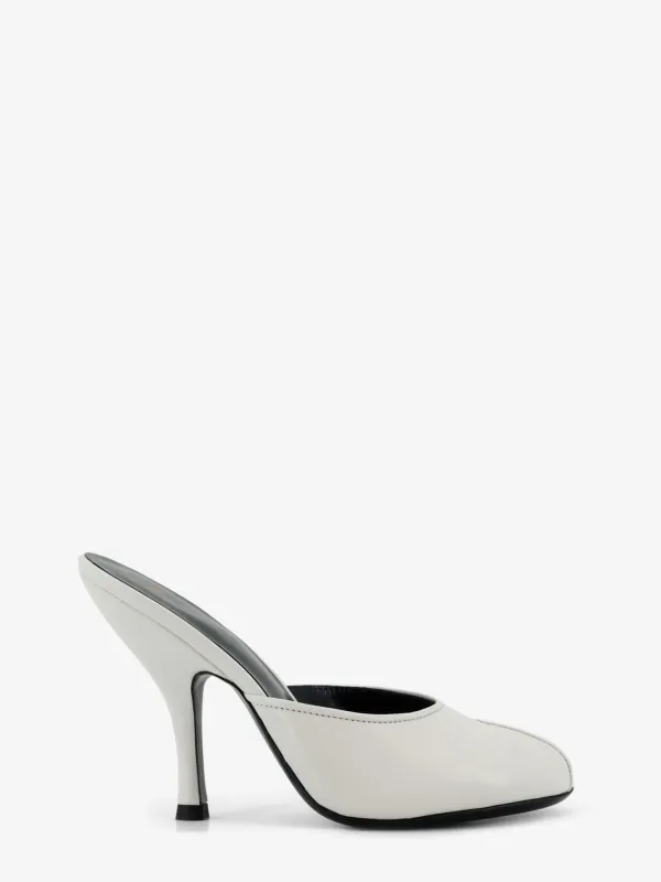 Mule Sandals Leather White made by Jude
