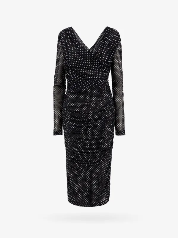 Dress Draped Polka-Dot Black made by Dolce & Gabanna