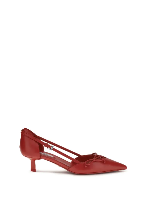 Leather Pumps Side-Cut Red made by Prada