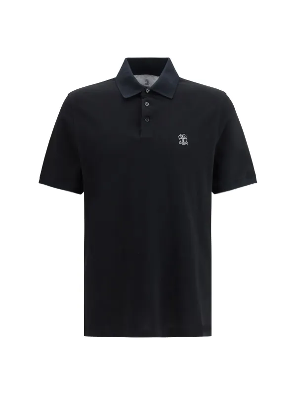 Polo Shirt Cotton Black/Grey made by Brunello Cucinelli