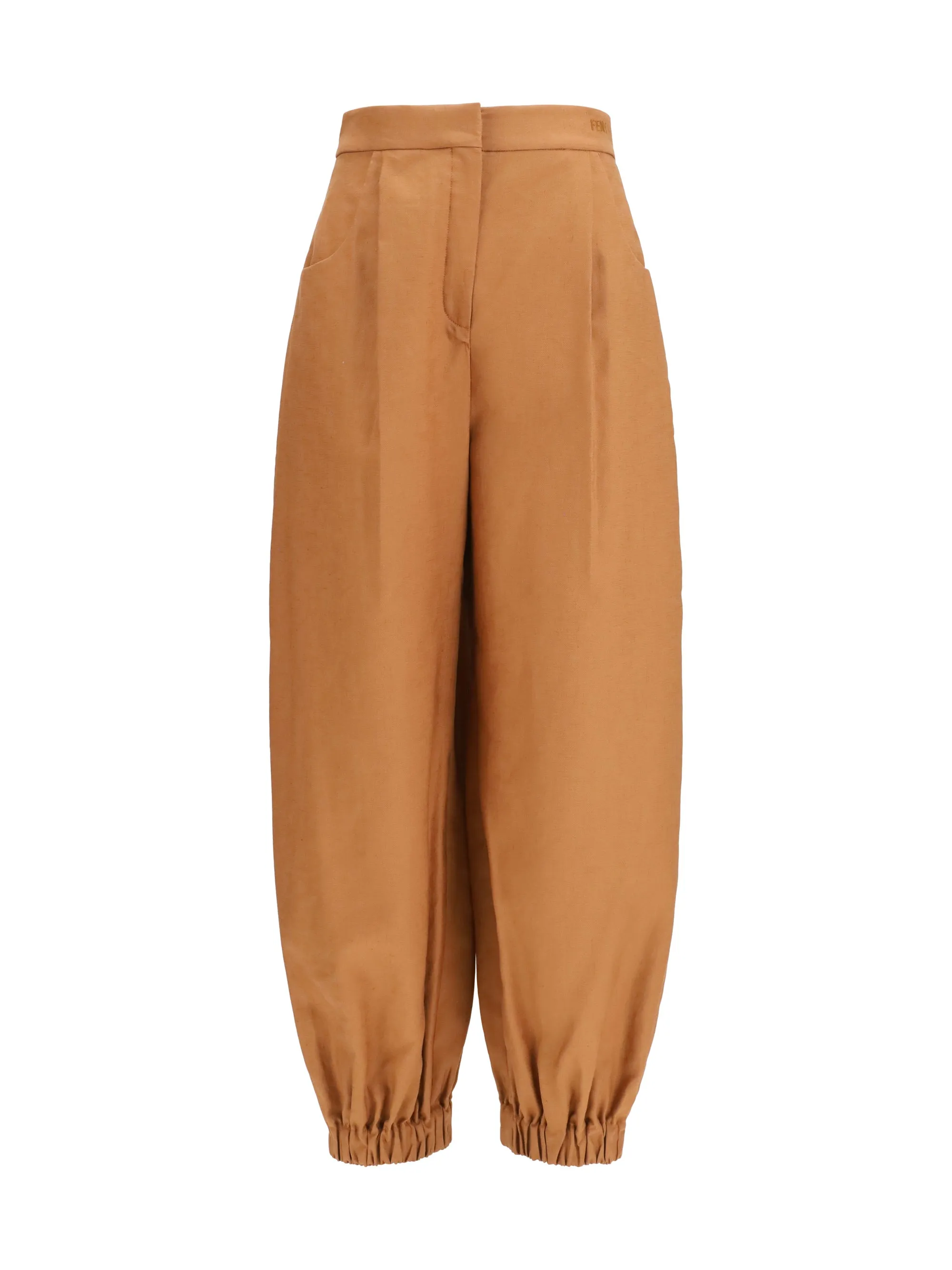Balloon Trousers Cotton-Linen Brown sold by Zulily