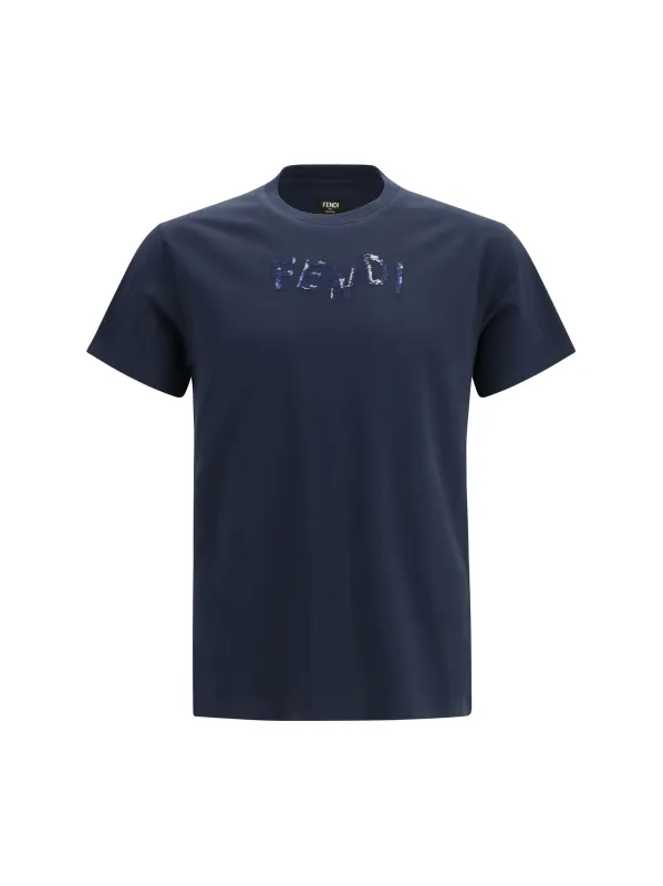 Cotton T-Shirt With Asymmetric Logo made by Fendi