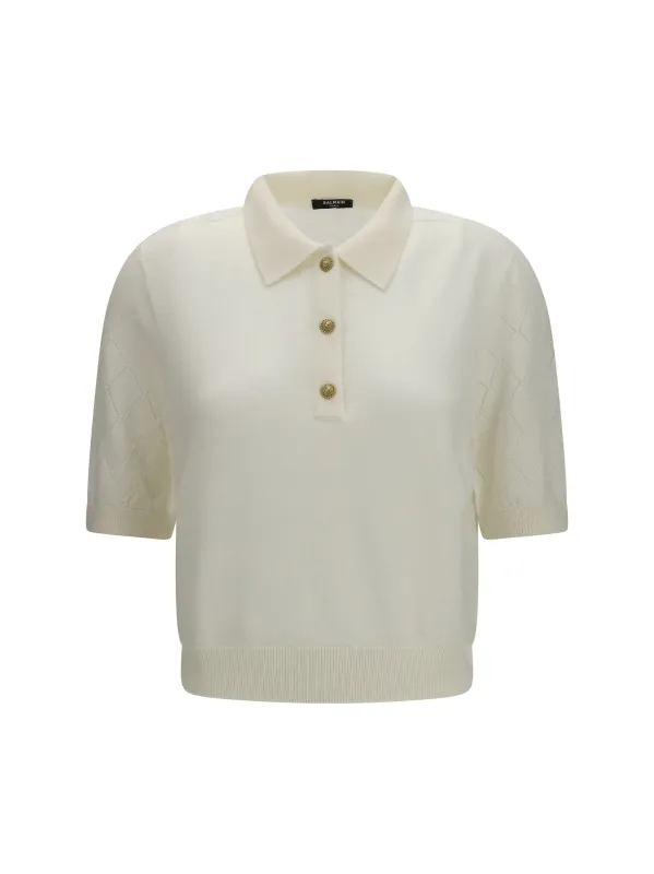 Polo Top Wool White made by Balmain