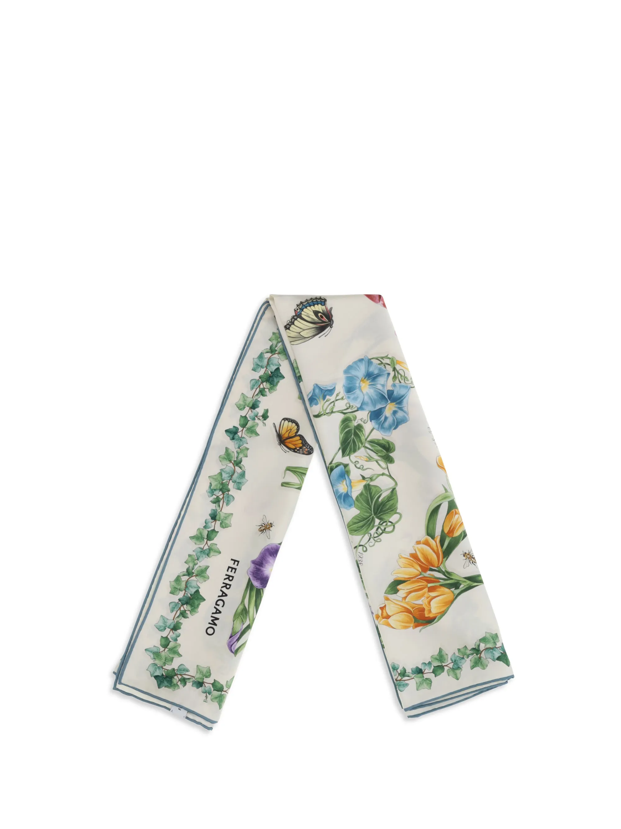 Silk Scarf Eden Print Ivory/Light Blue sold by Zulily product image thumbnail 3