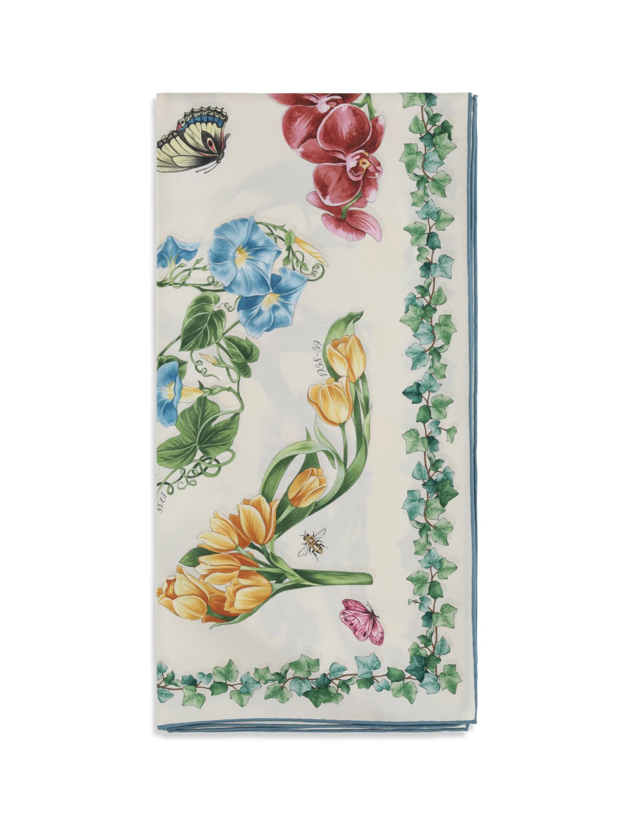 Silk Scarf Eden Print Ivory/Light Blue sold by Zulily