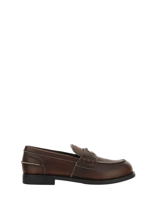 Leather Loafers in Black made by Miu Miu