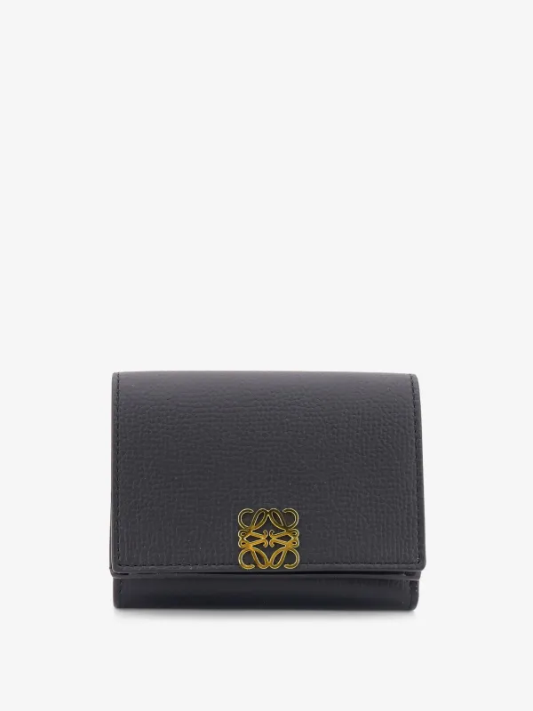 Leather Wallet Anagram Tri-Fold Black made by Loewe